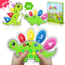 Load image into Gallery viewer, 2 Pcs Color Sorting Sensory Toys for Toddlers, Fine Motor Skills Game for Kids, Color Matching Counting Toys, Preschool Learning Activities Calm Down Dinosaur Montessori Toys for Boys Girls Ages 3+