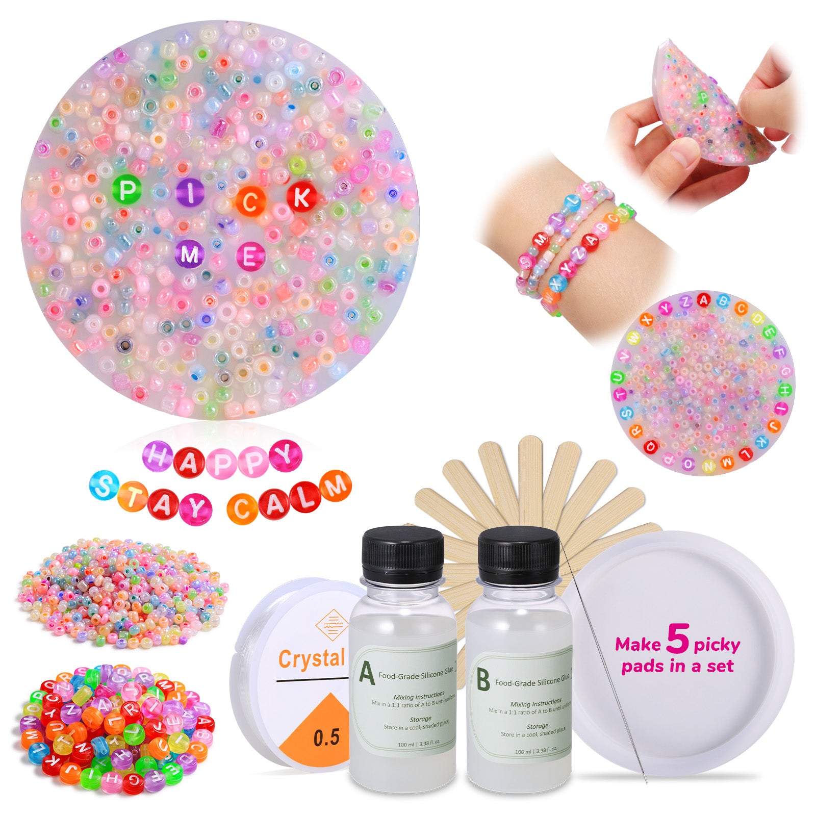 800Pcs Picking Pad Silicone Crafting Kit, Make Picking Pads in A Set,  Sensory Anti Skin Picking Fidget Toys for Anxiety, DIY Making Kit for  Picking