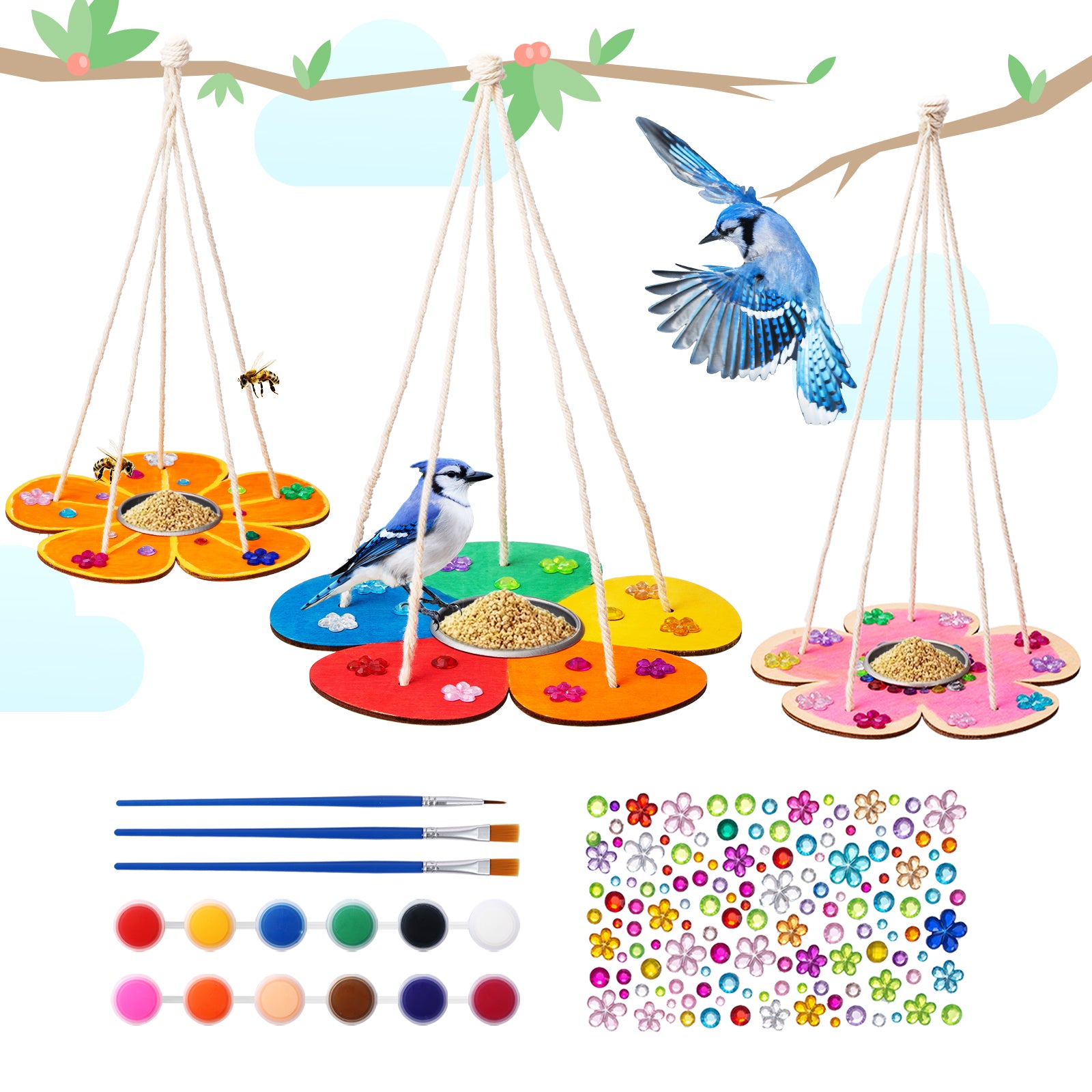 KidSquare Bird Feeders for Kids Arts and Crafts Kit DIY Kids
