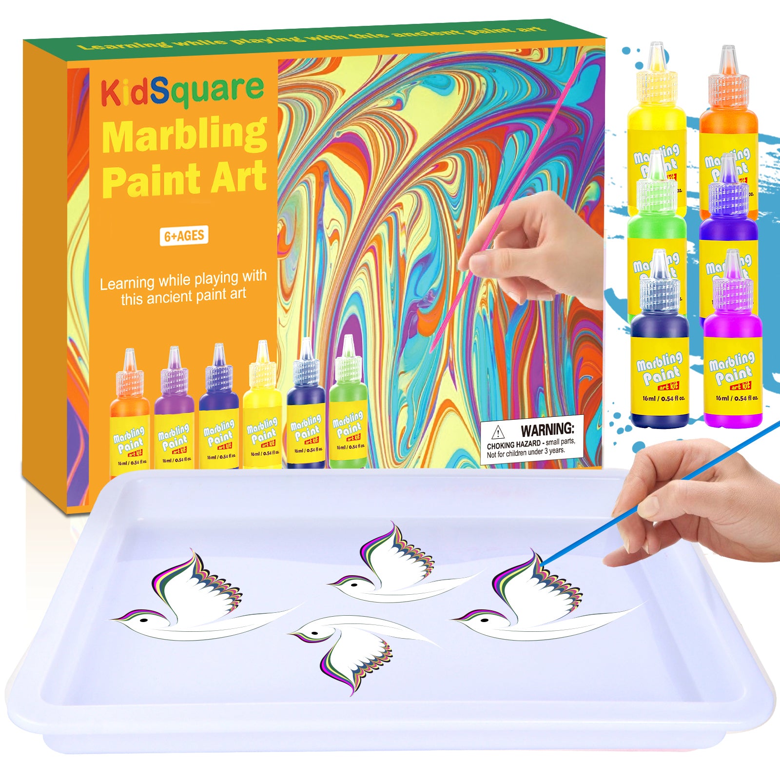Water Marble Painting Kit for Kids | Instant Water Paints | Includes NO  Waiting Time Marbling Paint Liquid